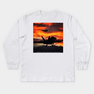 2-Sided Super Hornet at dusk Kids Long Sleeve T-Shirt